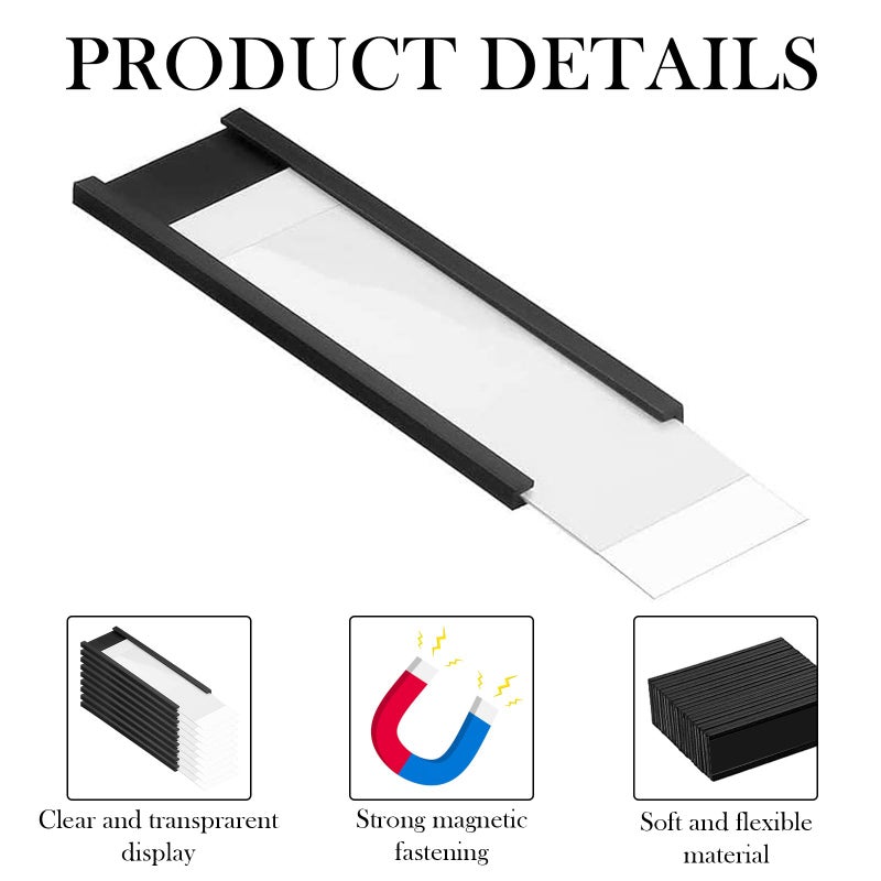 Haploon 50 PCS Magnetic Data Card Holders 1 x 2 Inch Magnetic Label Holder Magnetic Labels with 50 Magnets and 50 Cards Magnetic Sign Holder for Metal Shelving, Metal Racks, Metal Mailboxes - Image 4